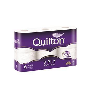 Toilet Tissue White 3 ply 6 pack Quilton