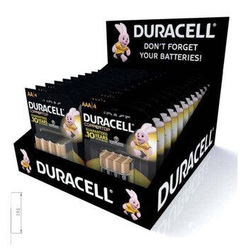 Batteries Duracell Aa & Aaa Alkaline 4 Packs Ctn24