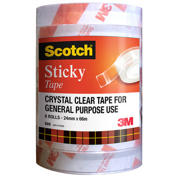 Tape Sticky Scotch 502 24Mmx66M Bulk Pk6