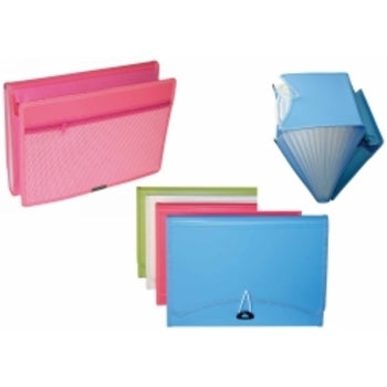 Expanding File Stat 13P + 1 Expanding Side Pocket Pink Or Blue
