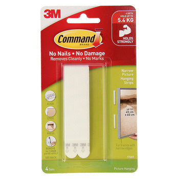 Sp- Strip Command 17207 Narrow Picture Hanging White Pk4