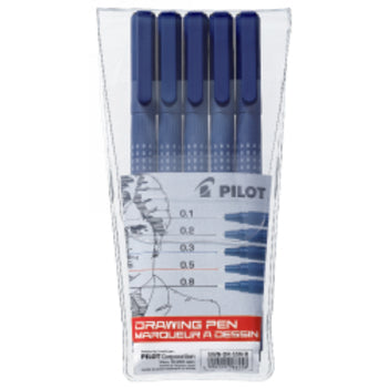 Pen Drawing Pilot Swn-Dr-S5N-B Assorted Nib Black Pk5