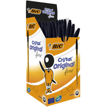 Pen Bic Bp Cristal Original 0.8Mm Fine Black Bx50