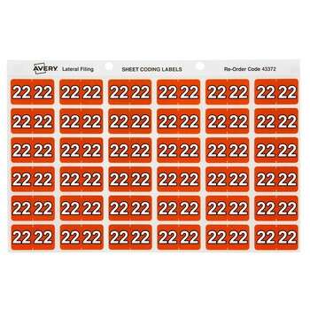 Sp- Label Avery 25 X 38 Mm 22 Side Tab Colour Coding Labels Orange Pk180