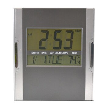 Wall Clock Italplast 215Mm Digital Display Silver/Grey