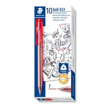 Pen Staedtler Fine Ballpoint 423 Red Bx10