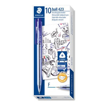 Pen Staedtler Fine Ballpoint 423 Blue Bx10