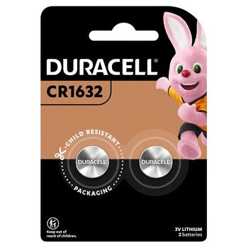 Battery Duracell 1632 Lithium Coin 1632 Copper Top Pk2