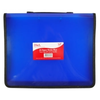 Binder Stat A4 2R Zipper W/Handle Blue