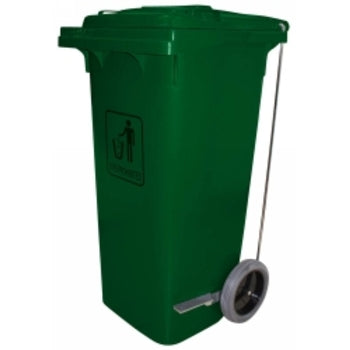 Trolley Bin Cleanlink 240L Heavy Duty With Foot Pedal Green