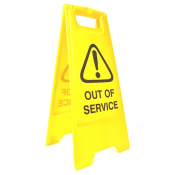 Sp- Safety Sign Cleanlink 32X31X65Cm Out Of Service Yellow