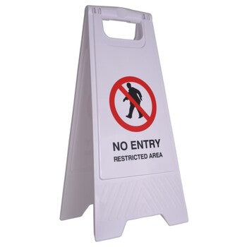 Sp- Safety Sign Cleanlink 32X31X65Cm No Entry Restricted Area White
