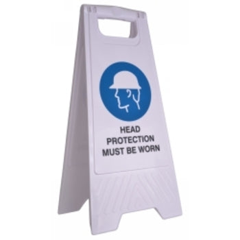 Sp- Safety Sign Cleanlink 32X31X65Cm Head Protection Must Be Worn White