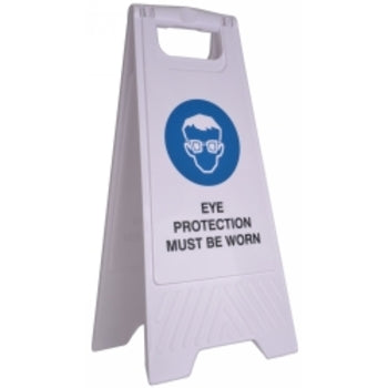 Sp- Safety Sign Cleanlink 32X31X65Cm Eye Protection Must Be Worn White