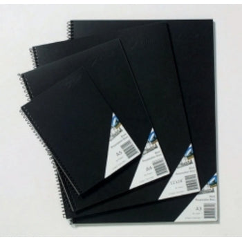 Visual Art Diary Quill A4 Spiral Black Paper 45Lf