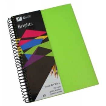 Visual Art Diary Quill A5 Brights Lime Green 60Lf