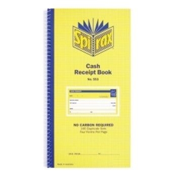 Cash Rec Book Spirax 553 Dup C/Less 4Tv Pk10