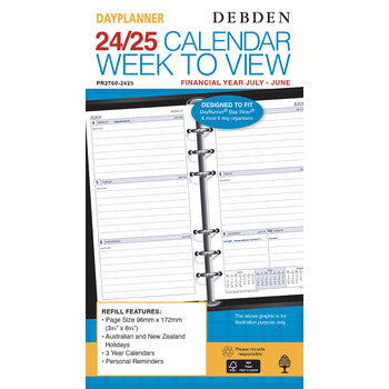 Refill Dayplanner Financial Year 24-25 172X96 Pr2760 Weekly Dated 1