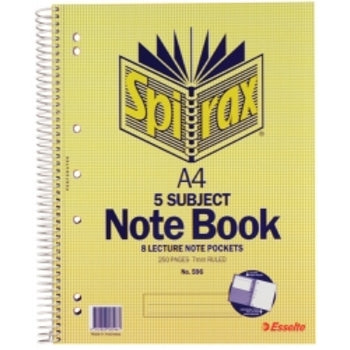 Notebook Spirax 596 A4 5 Subject S/O Pk5