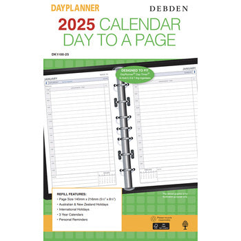 Refill 2025 Debden Dayplanner 140X216Mm Dk1100 Desk 7 Ring 1Dtp