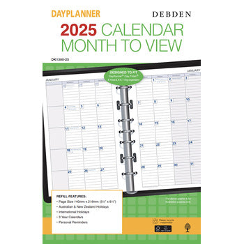 Refill 2025 Debden Dayplanner 140X216Mm Dk1300 Desk 7 Ring Mtv