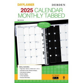 Refill 2025 Debden Dayplanner 140X216Mm Dk1310 Desk 7 Ring Mtv W/Tabs