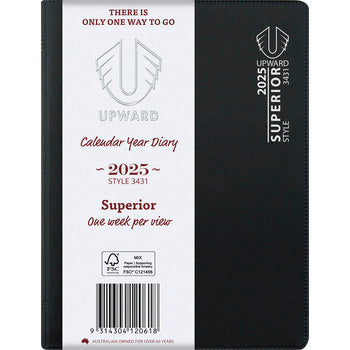 Diary 2025 Upward B6 176X125Mm 3431 Superior Pvc Cover Wire-O Wtv Pk5 Asst