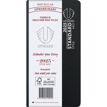 Diary 2025 Upward 148X74Mm 6421 Pkt Standard Pvc Cover Wtv Black