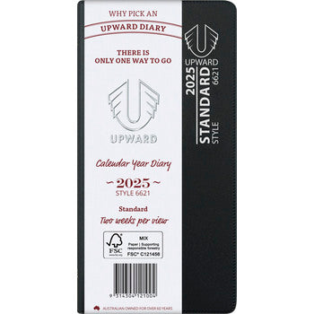 Diary 2025 Upward 148X74Mm 6621 Pkt Standard Pvc Cover 2Wtv Black