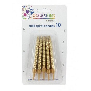 Candles Alpen B/Day Spiral Gold 10'S